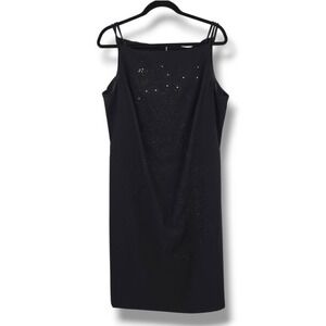 CDC Y2K Black Dress Beaded Embellished Sleeveless Party Cocktail Dress‎ Size 16